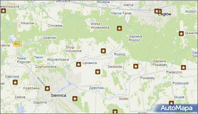 mapa Boża Wola gmina Siennica, Boża Wola gmina Siennica na mapie Targeo