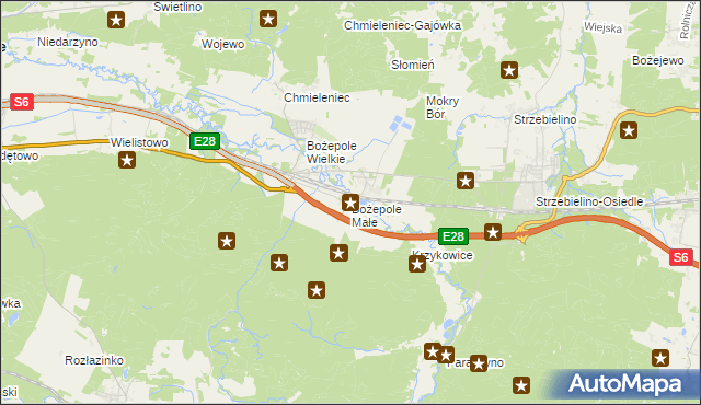 mapa Bożepole Małe, Bożepole Małe na mapie Targeo