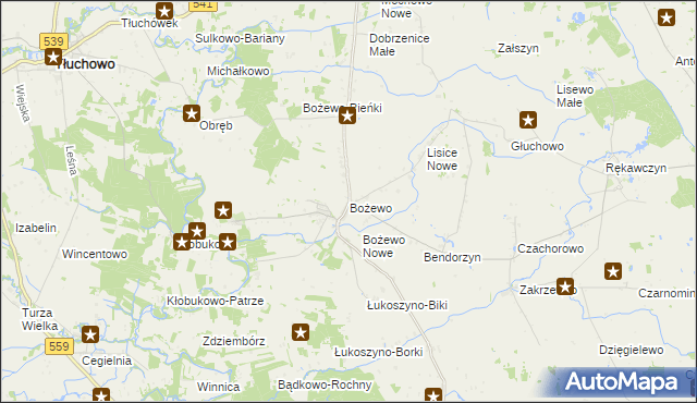 mapa Bożewo gmina Mochowo, Bożewo gmina Mochowo na mapie Targeo