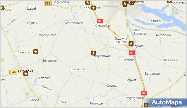 mapa Brąchnówko, Brąchnówko na mapie Targeo