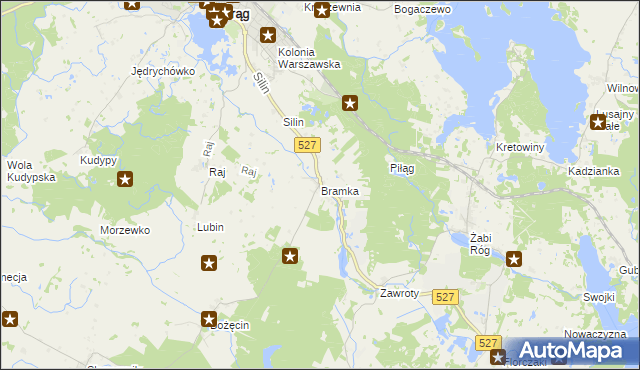 mapa Bramka gmina Morąg, Bramka gmina Morąg na mapie Targeo