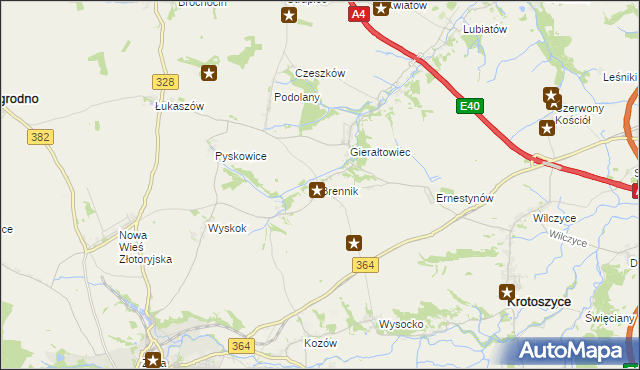 mapa Brennik gmina Złotoryja, Brennik gmina Złotoryja na mapie Targeo