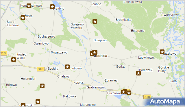 mapa Brodnica powiat śremski, Brodnica powiat śremski na mapie Targeo