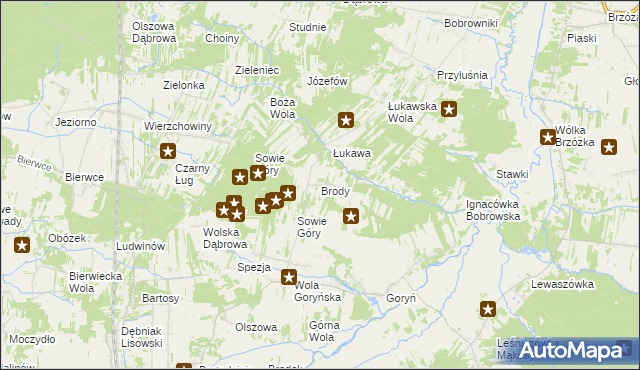 mapa Brody gmina Jastrzębia, Brody gmina Jastrzębia na mapie Targeo