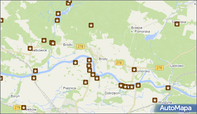 mapa Brody gmina Sulechów, Brody gmina Sulechów na mapie Targeo