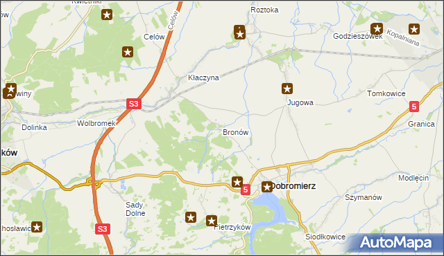 mapa Bronów gmina Dobromierz, Bronów gmina Dobromierz na mapie Targeo