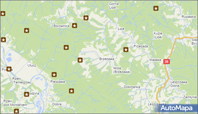 mapa Brzeżawa, Brzeżawa na mapie Targeo