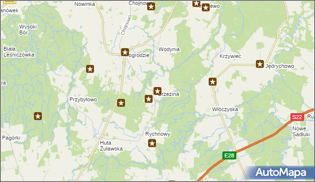 mapa Brzezina gmina Tolkmicko, Brzezina gmina Tolkmicko na mapie Targeo