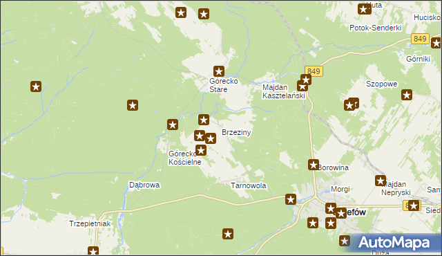 mapa Brzeziny gmina Józefów, Brzeziny gmina Józefów na mapie Targeo