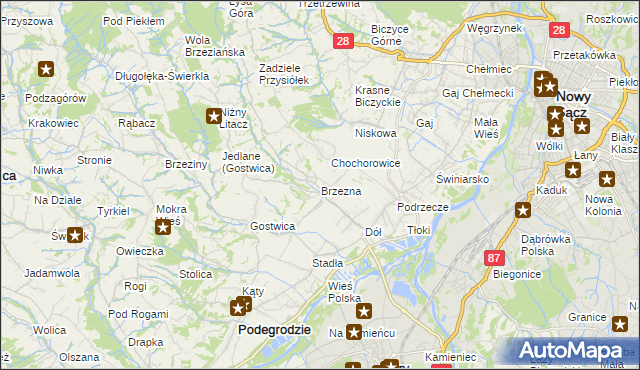 mapa Brzezna, Brzezna na mapie Targeo
