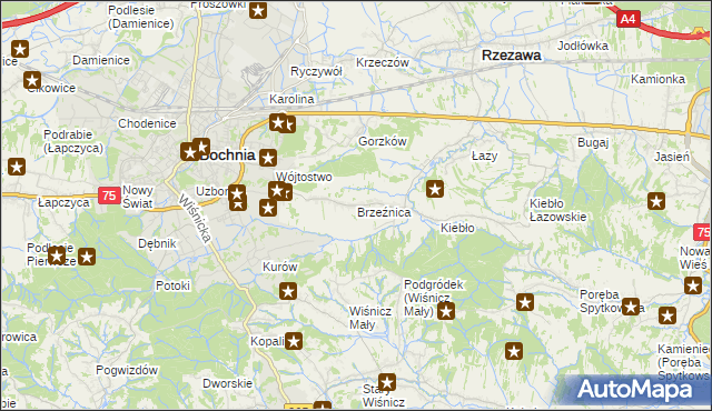 mapa Brzeźnica gmina Bochnia, Brzeźnica gmina Bochnia na mapie Targeo