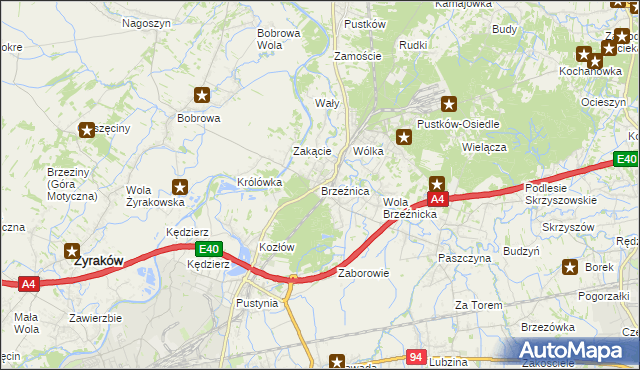 mapa Brzeźnica gmina Dębica, Brzeźnica gmina Dębica na mapie Targeo