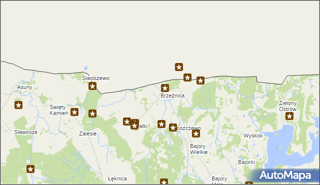 mapa Brzeźnica gmina Srokowo, Brzeźnica gmina Srokowo na mapie Targeo