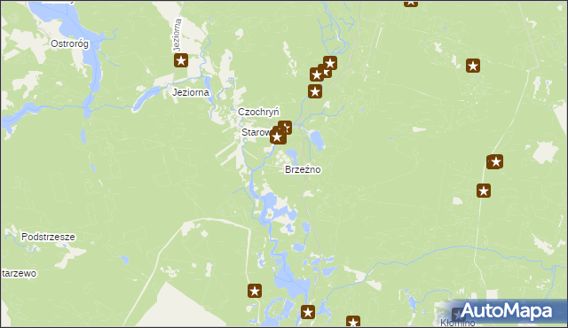 mapa Brzeźno gmina Borne Sulinowo, Brzeźno gmina Borne Sulinowo na mapie Targeo