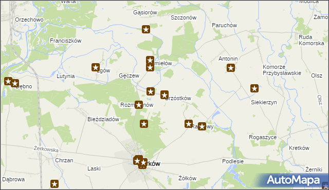 mapa Brzóstków, Brzóstków na mapie Targeo