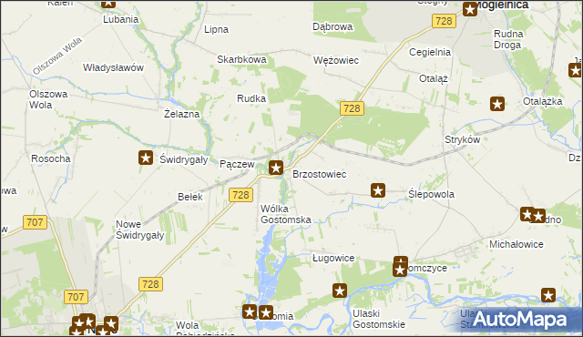 mapa Brzostowiec, Brzostowiec na mapie Targeo