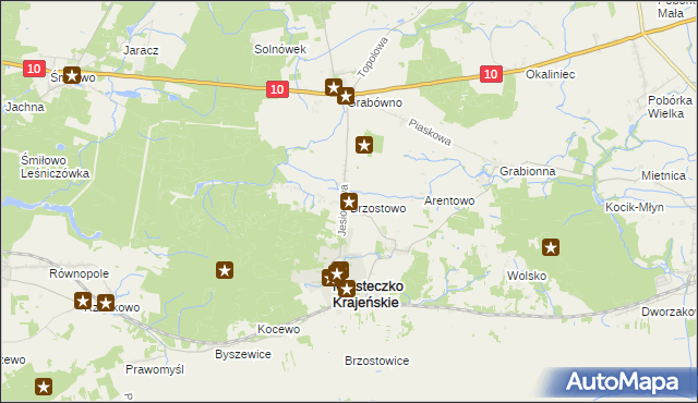 mapa Brzostowo gmina Miasteczko Krajeńskie, Brzostowo gmina Miasteczko Krajeńskie na mapie Targeo