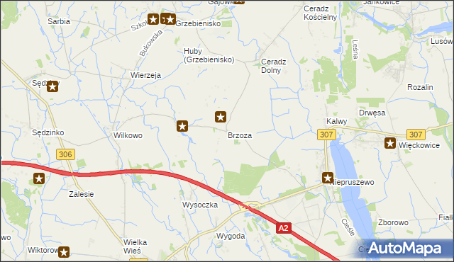 mapa Brzoza gmina Duszniki, Brzoza gmina Duszniki na mapie Targeo