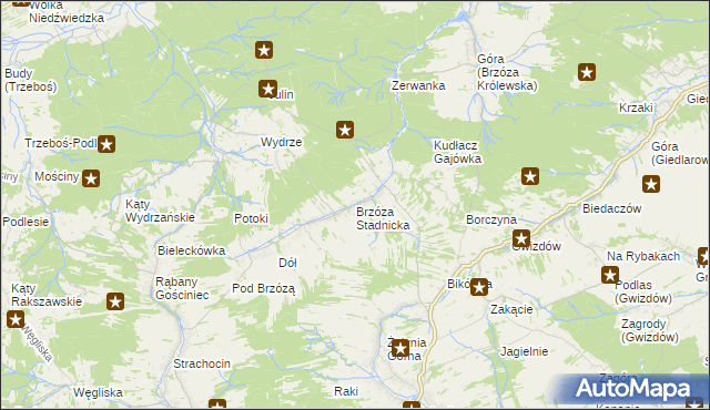 mapa Brzóza Stadnicka, Brzóza Stadnicka na mapie Targeo