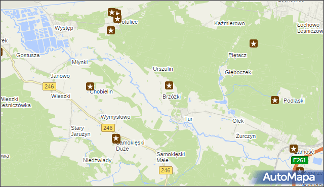 mapa Brzózki gmina Szubin, Brzózki gmina Szubin na mapie Targeo