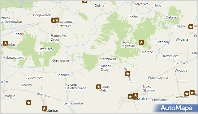 mapa Brzozówka gmina Łubnice, Brzozówka gmina Łubnice na mapie Targeo