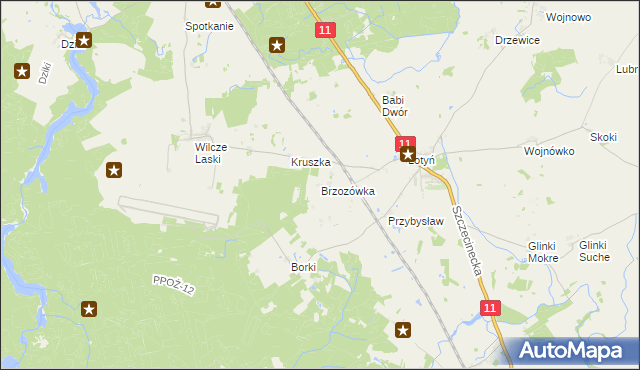 mapa Brzozówka gmina Okonek, Brzozówka gmina Okonek na mapie Targeo