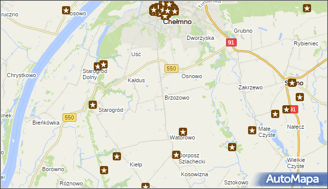 mapa Brzozowo gmina Kijewo Królewskie, Brzozowo gmina Kijewo Królewskie na mapie Targeo