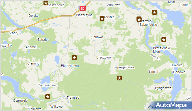 mapa Brzozowo gmina Lipnica, Brzozowo gmina Lipnica na mapie Targeo