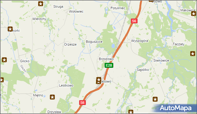 mapa Brzozowo gmina Nowogard, Brzozowo gmina Nowogard na mapie Targeo