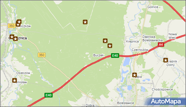 mapa Buczek gmina Bolesławiec, Buczek gmina Bolesławiec na mapie Targeo