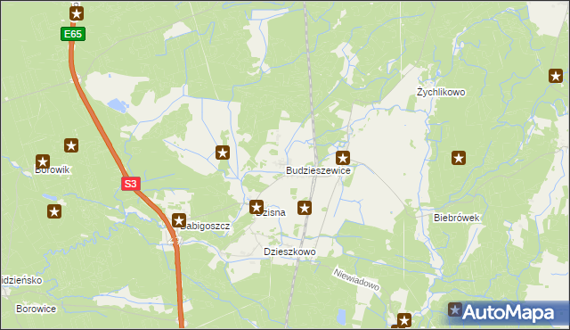 mapa Budzieszewice, Budzieszewice na mapie Targeo