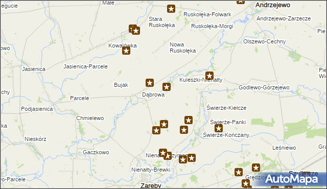 mapa Budziszewo gmina Zaręby Kościelne, Budziszewo gmina Zaręby Kościelne na mapie Targeo