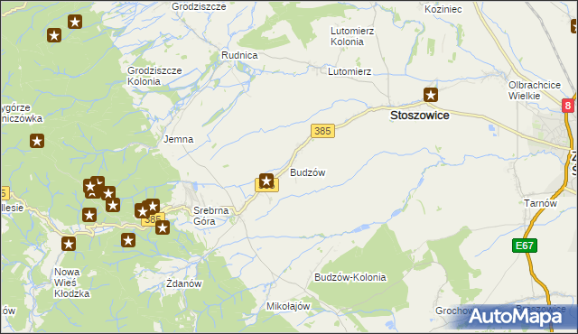 mapa Budzów gmina Stoszowice, Budzów gmina Stoszowice na mapie Targeo