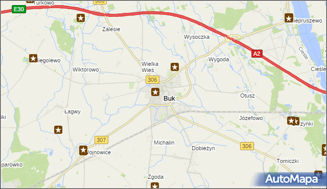 mapa Buk powiat poznański, Buk powiat poznański na mapie Targeo