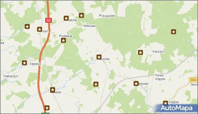 mapa Buków gmina Sulechów, Buków gmina Sulechów na mapie Targeo