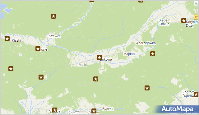 mapa Bukowa gmina Biłgoraj, Bukowa gmina Biłgoraj na mapie Targeo