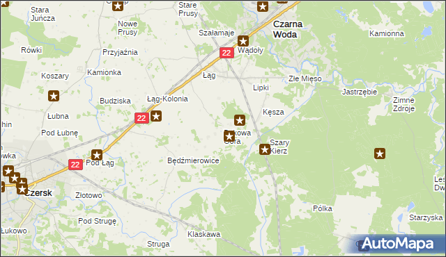 mapa Bukowa Góra gmina Czersk, Bukowa Góra gmina Czersk na mapie Targeo