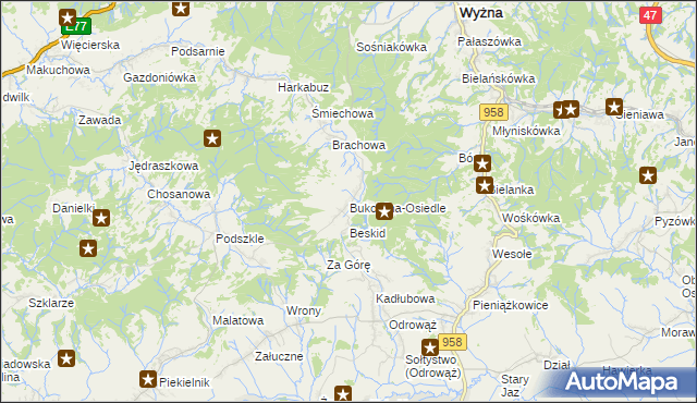 mapa Bukowina-Osiedle, Bukowina-Osiedle na mapie Targeo