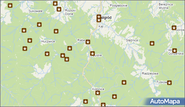 mapa Bystre gmina Baligród, Bystre gmina Baligród na mapie Targeo