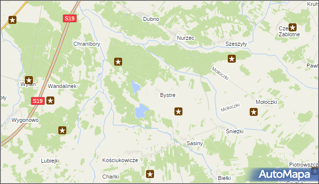mapa Bystre gmina Boćki, Bystre gmina Boćki na mapie Targeo