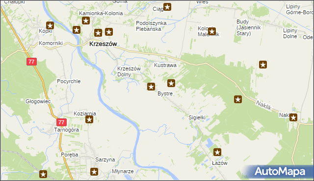 mapa Bystre gmina Krzeszów, Bystre gmina Krzeszów na mapie Targeo