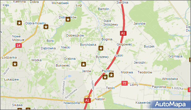 mapa Byszewy, Byszewy na mapie Targeo