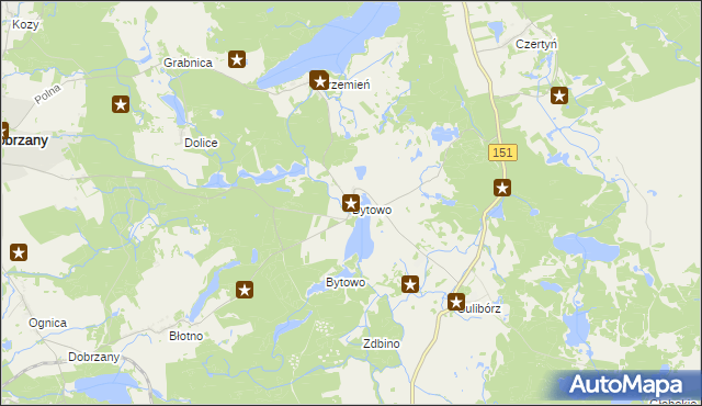 mapa Bytowo gmina Dobrzany, Bytowo gmina Dobrzany na mapie Targeo