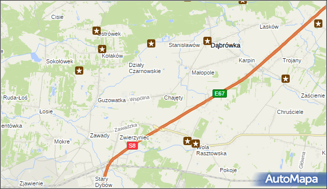 mapa Chajęty, Chajęty na mapie Targeo