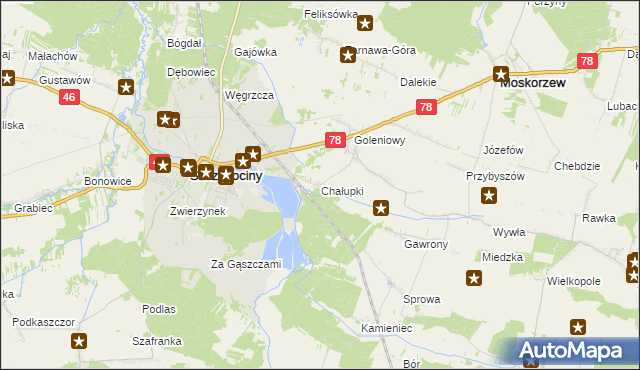 mapa Chałupki gmina Szczekociny, Chałupki gmina Szczekociny na mapie Targeo