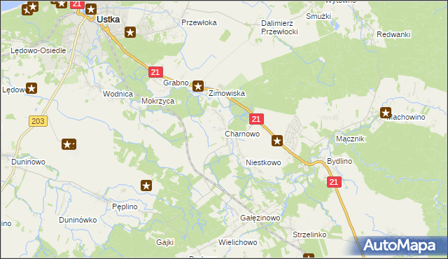 mapa Charnowo gmina Ustka, Charnowo gmina Ustka na mapie Targeo