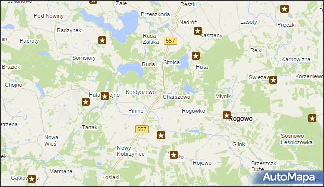 mapa Charszewo, Charszewo na mapie Targeo