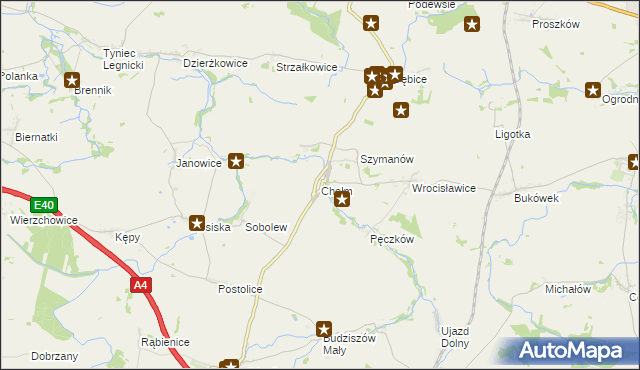 mapa Chełm gmina Malczyce, Chełm gmina Malczyce na mapie Targeo