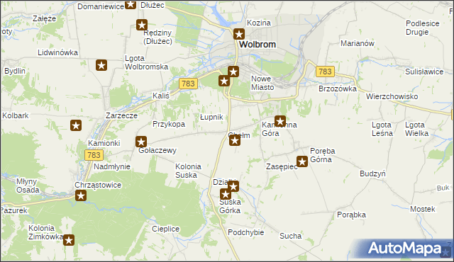 mapa Chełm gmina Wolbrom, Chełm gmina Wolbrom na mapie Targeo