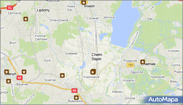 mapa Chełm Śląski, Chełm Śląski na mapie Targeo